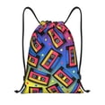 thumbnail image 1 of Saiise Vintage Audio Cassettes Pattern Sports Drawstring Backpack Wet Proof Pocket, 1 of 6