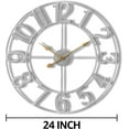 thumbnail image 2 of WOLEGEDO Large Wall Clock for Living Room Decor – Easy to Hang 24-Inch Big Wall Clock – Metal Wall Art for Kitchen, Bedroom, Home, Office – Analog Decorative Wall Clock 24" Silver, 2 of 8