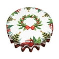 DCHYO Red Trucks Merry Christmas Round Tablecloth Happy New Year Table