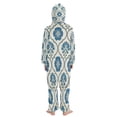 thumbnail image 3 of Soft Big Kids Onesie Pajamas Cozy Loose-Fit Jumpsuits for kids with Pockets for Christmas Lounge & Play Blue Symmetrical Floral Pattern, 3 of 7