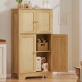 thumbnail image 4 of FANGSUM Rattan Cabinet with 4 Doors & Adjustable Shelf, Natural, for Living Room, Home Office, 4 of 9