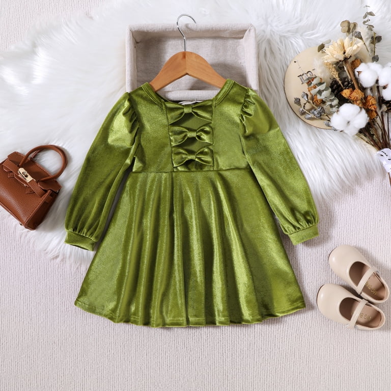 Iwemek Velvet Dresses for Girls Winter Dressy Vintage Solid Green Dress Spring Fashion Chic Toddler Outfit Size 18-24m Iwemek Velvet Dresses for Girls Winter Dressy Vintage Solid Green Dress Spring Fashion Chic Toddler Outfit Size 18-24m