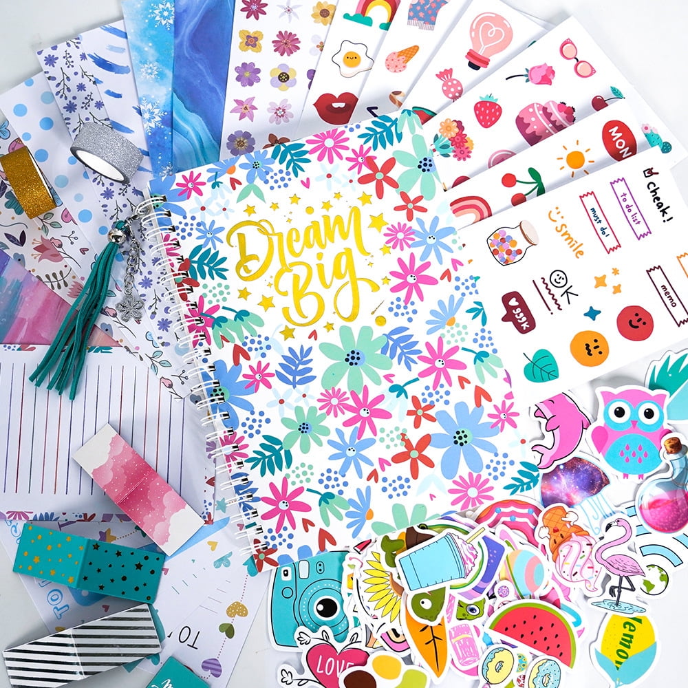 DIY Journal Kit, Journal Set for Teenage Girls and Scrapbook & Diary Supplies Set, Journaling Art Crafts Kit Teen Girl Birthday Gifts Ideas for 8-14 Years and Up (Pink)