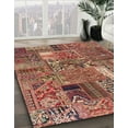 thumbnail image 2 of Ahgly Company Indoor Round Abstract Brown Red Patchwork Area Rugs, 8' Round, 2 of 6