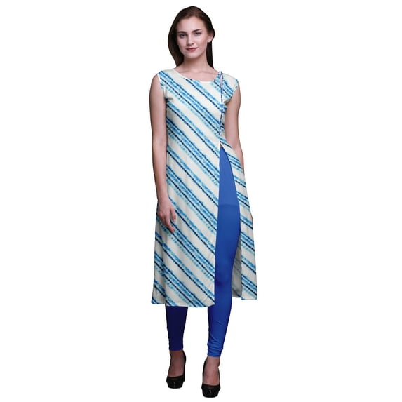 Bimba Printed Side Slit Straight Kurtis For Women Sleeveless Summer Kurta