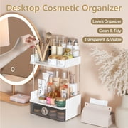 Garmic 2 Tier Bathroom Counter Organizer, Multi-Purpose Makeup Organizer Countertop for Vanity Bedroom Bathroom Kitchen, White