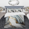 thumbnail image 2 of Designart "Gold and Alabaster Geode Marble V" Abstract Marble Bedding Covert Set - Modern White Abstract Bed Set With 2 Shams, 2 of 6