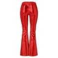 thumbnail image 4 of Womens Plus Size Pants Shiny Metallic Flared High Waisted Stretchy Bottom Wide Leg Trousers Loose Casual Leggings for Women RD1 S, 4 of 4