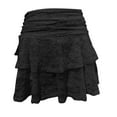 thumbnail image 4 of vigerkar Womens Lace Mini Skirt Y2k Low Waist Flowy Skirts Layered Pleated Ruffle Skirt Sexy Streetwear Black, M, 4 of 4