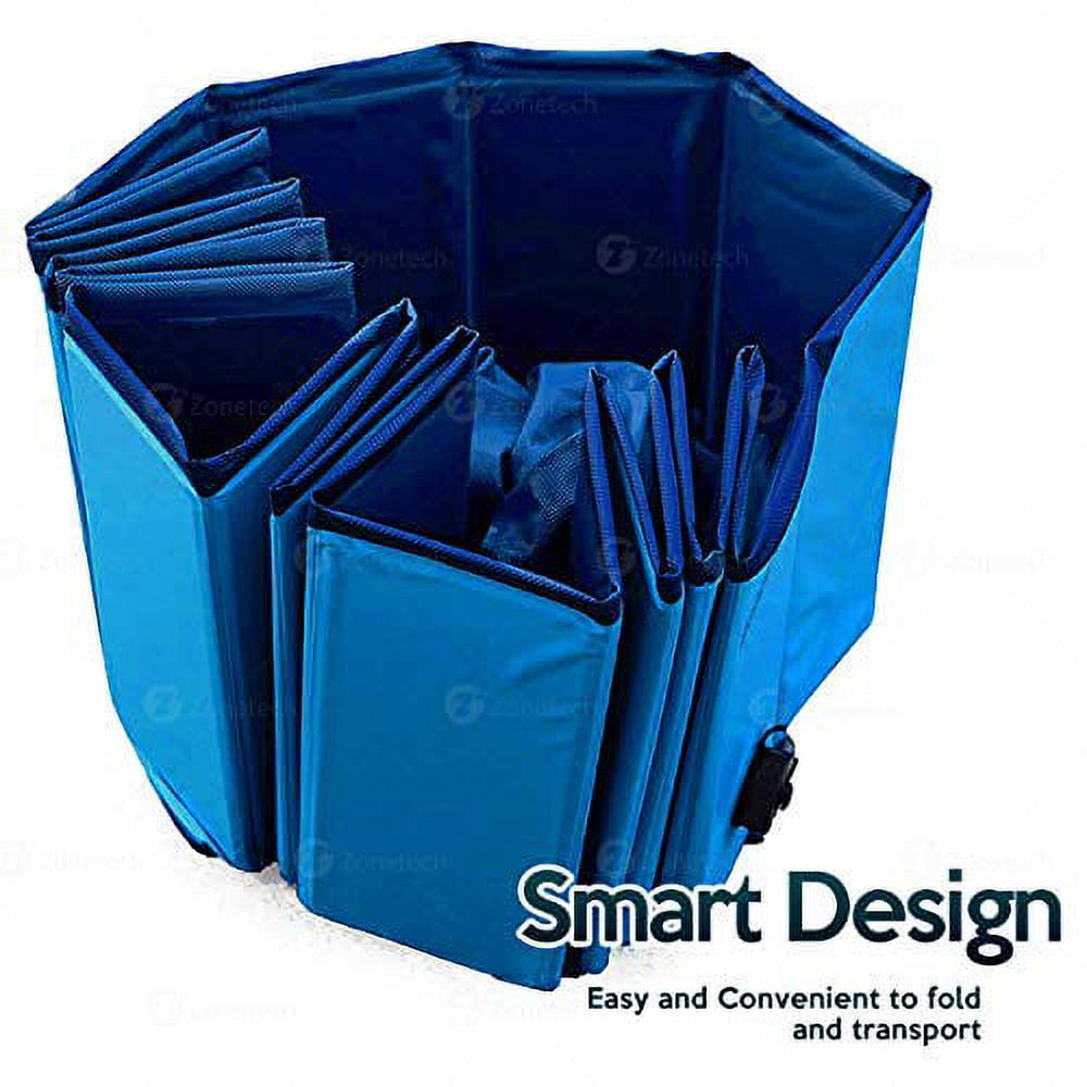 Zone Tech Foldable Pet Bathing Tub Swimming Pool - Easy to Store Collapsible Foldable Bath Pool for kids and Pets Blue