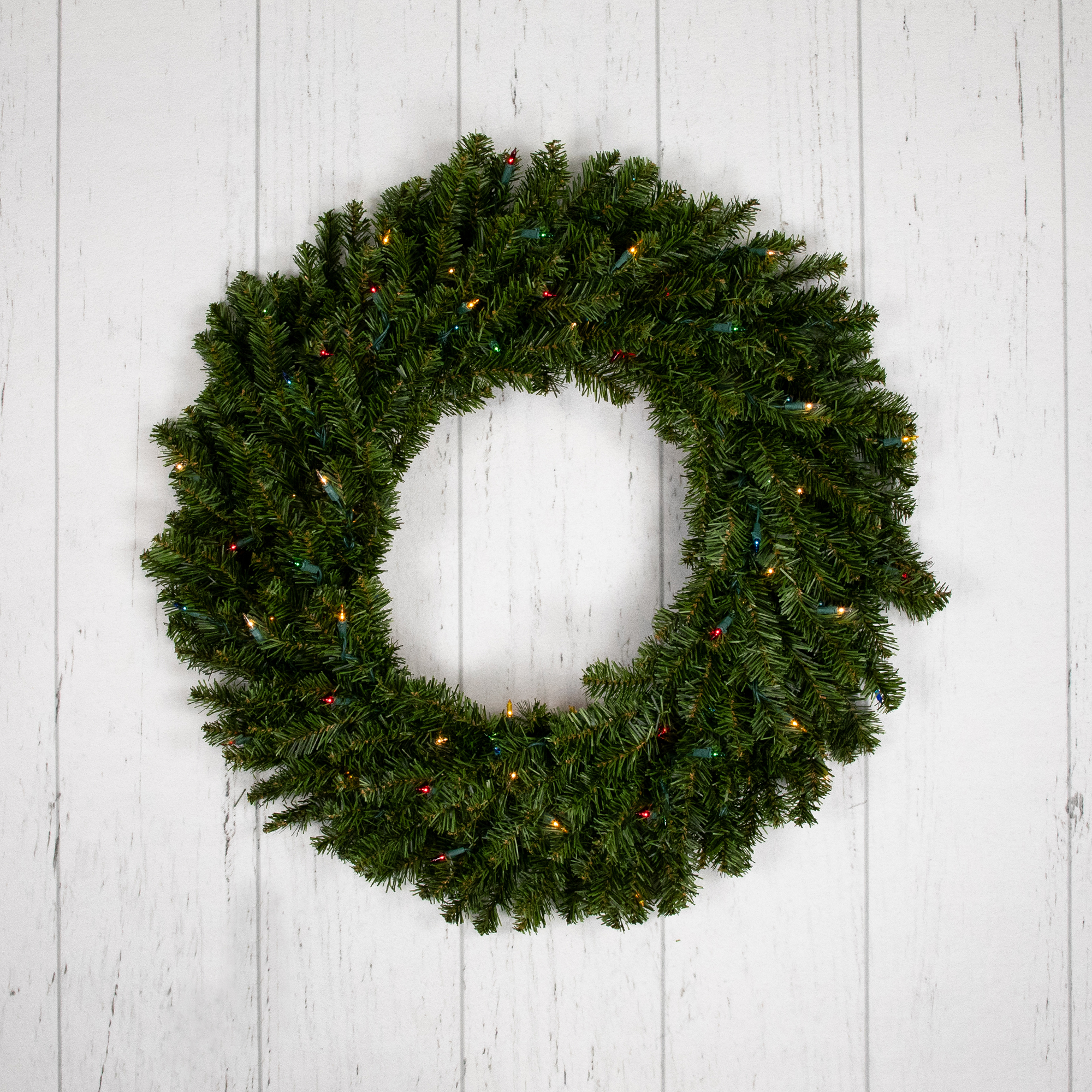 Northlight PVC Decorated Pine Multi-color Incandescent Corded Prelist Artificial Canadian Christmas Wreath, 30" (Green)