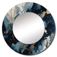 thumbnail image 2 of Designart "Liquid Ink Marbling in Blue and Gold" Abstract Marble Blue Large Round Mirror - Round Bedroom Mirror Wall Decor - Modern Round Printed Mirror - 36" x 36", 2 of 6