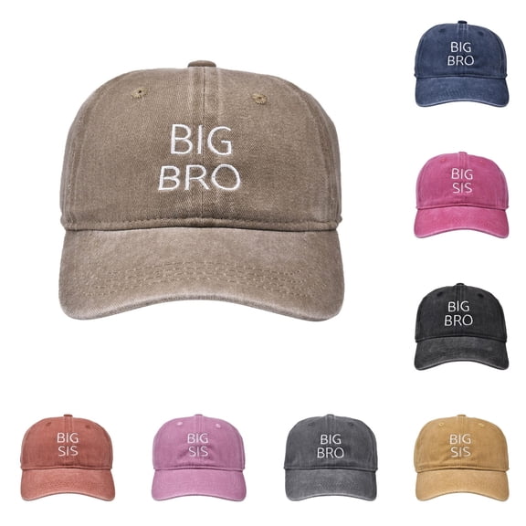 Krdevn BIG BRO Letter Embroidered Washed Kids Baseball Cap Adjustable All Season Casual Outdoor Sun Hat for Toddler Boys