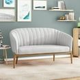 thumbnail image 2 of Noble House Nickolas Channel Stitch Fabric Loveseat, Mity Gray, 2 of 9