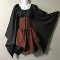 thumbnail image 3 of Patlollav Women Costumes Gothic Retro Long Sleeve Corset Dresses Long Sleeve Knee-High Dress, 3 of 7