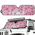 thumbnail image 2 of Uorisanigo Windshield Sun Shade Compatible with Jeep Wrangler TJ JK JL & Gladiator JT Car Sunshade Pink Cherry Blossom Windshied Sunshade Sun Visor Protective Keep Your Vehicle Cool, 2 of 7