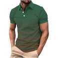 thumbnail image 2 of VgaVtl Summer Men's Polo Big and Tall Short Sleeve Vacation Casual Striped Button Mens Shirts Collared, 2 of 5