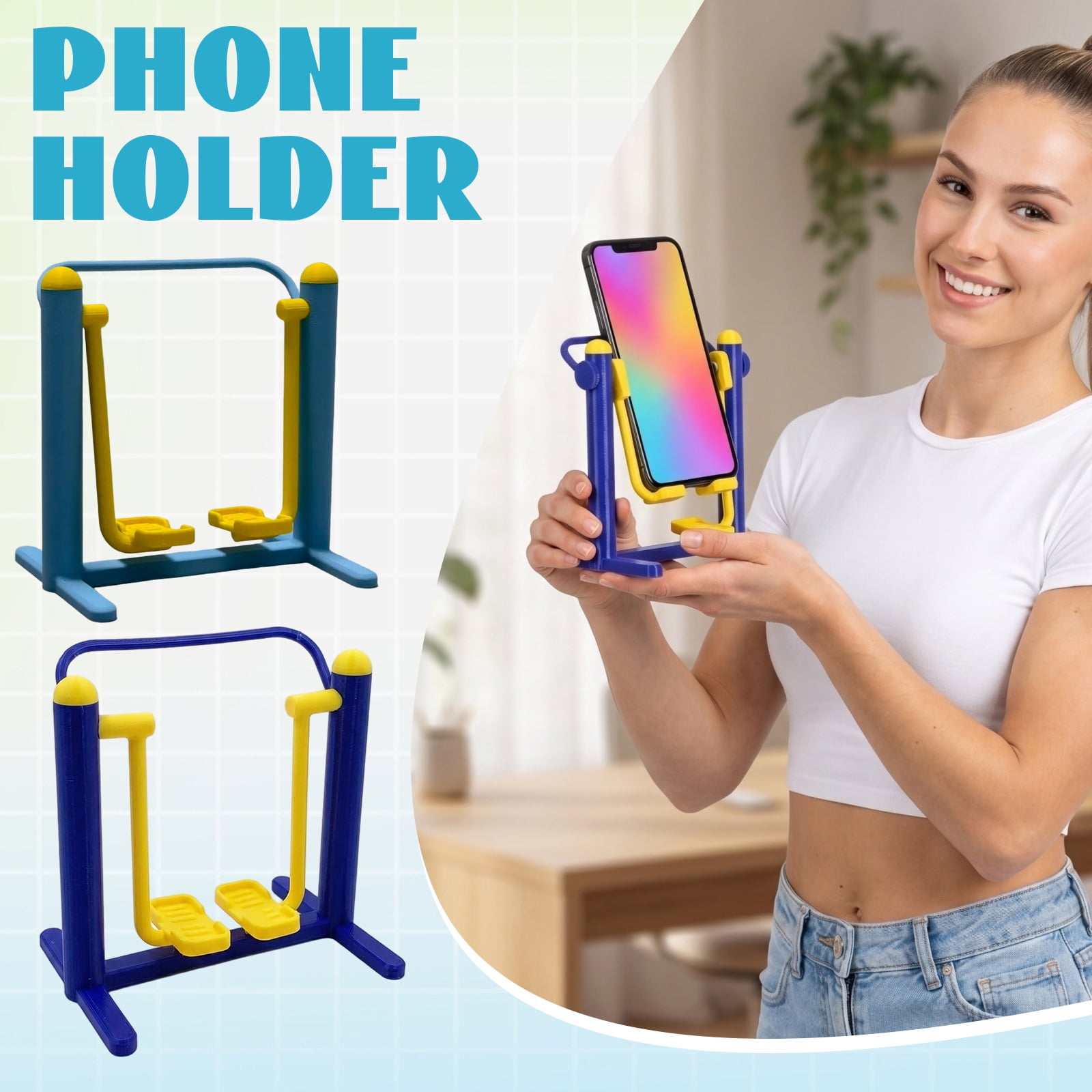 3D Printed Phone Holder Stand Creative Walking Machine Model Desktop Cradle with Movable Pedals Funny Fitness Decor for Office Desk Home Unique Gift for Gym Lovers