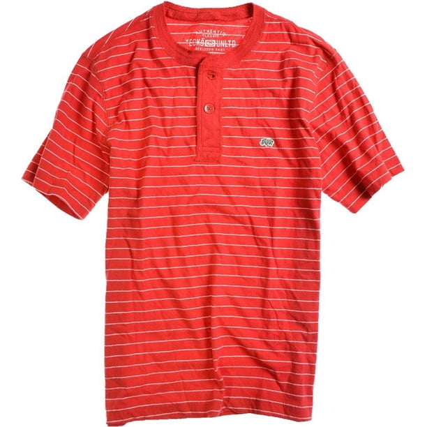 Ecko Unltd. Camiseta henley Captain Jack Stripe para hombre, rojo, extragrande