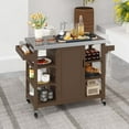 thumbnail image 6 of Dextrus Wood Grill Cart with Stainless Steel Table, Outdoor Grill Table with Wheels & Storage, Brown, 6 of 9