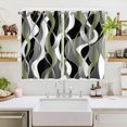 thumbnail image 2 of Sage Green Stripe Kitchen Curtains 63 Inch Length, Grey White Geometric Modern Abstract Grommet Top Bedroom Living Room Curtains, Light Filtering Cafe Curtain Drapes 2 Panels Set 104''x63'', 2 of 8