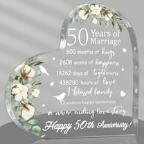 Wedding Gift for Her Years of Marriage Gift Happy Anniversary Present for Woman Acrylic Heart Marriage Keepsake for Wife Husband Girlfriend Boyfriend (50th Style),4x4 inch