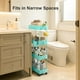 thumbnail image 3 of Carrito de almacenamiento delgado Pipishell de 4 niveles para baño, color turquesa, 3 of 9