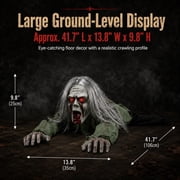 Crawling Zombie Animatronic, Scary Crawling Zombie,Halloween Animatronic Zombie Prop, Sound Activated Ghost Decoration With Light Up Eyes For Haunted House, Porch, Party & Spooky Home Decor