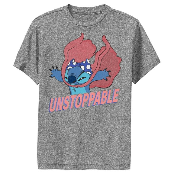 Boy's Lilo & Stitch Unstoppable Stitch Performance Graphic Tee Charcoal Heather X Large