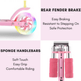 thumbnail image 7 of Legooin Pink Kick Scooter with 3 Adjustable Heights Children's Day Gift for Kids 4+ Folding Skateboard Light-up Wheels, 7 of 7