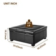 thumbnail image 2 of 34.25 Inch Large Square Storage Upholstered PU Leather Coffee Table,Black, 2 of 9