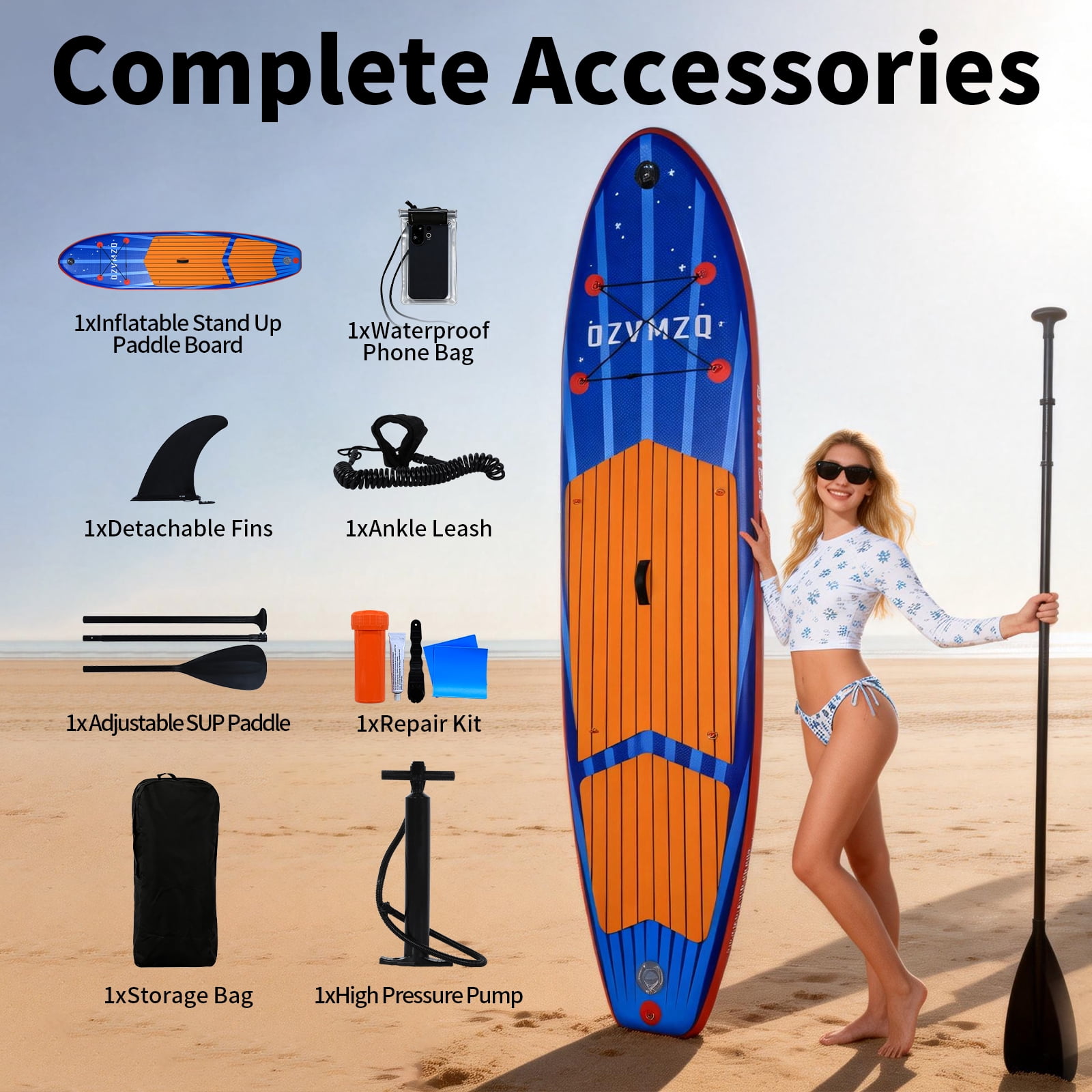 10’6’’ Wide Inflatable Paddle Board for All Skill  Stand-Up Paddle Board for Yoga/Family  EVA Deck with Full  Accessories