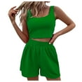 thumbnail image 2 of Riforla Two Piece Outfits Women Summer Shorts Sets 2 Piece Sleeveless Matching Crop Top and High Waisted Shorts for Women Elegant Women's Sets GN1 M, 2 of 8