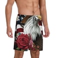 thumbnail image 2 of Pofeuu Eagle With Hat And Roses Print Men's Soft Woven Elastic Waistband Sleep Pajama Short-Large, 2 of 6