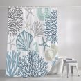 thumbnail image 3 of Navy Blue Teal Coastal Shower Curtains for Bathroom, Summer Beach Coral Shell Ocean Waterproof Fabric Shower Curtain, Decorative Bathroom Curtain for Bathtub, 66"x72" , No Hooks Included, 3 of 9