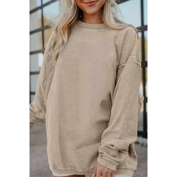 Redhotype Chic Poppy Orange Corduroy Oversized Crewneck for Women