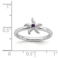 thumbnail image 5 of Solid 925 Sterling Silver Stackable Amethyst Purple February Gemstone Starfish Ring Eternity Band Size 6, 5 of 6