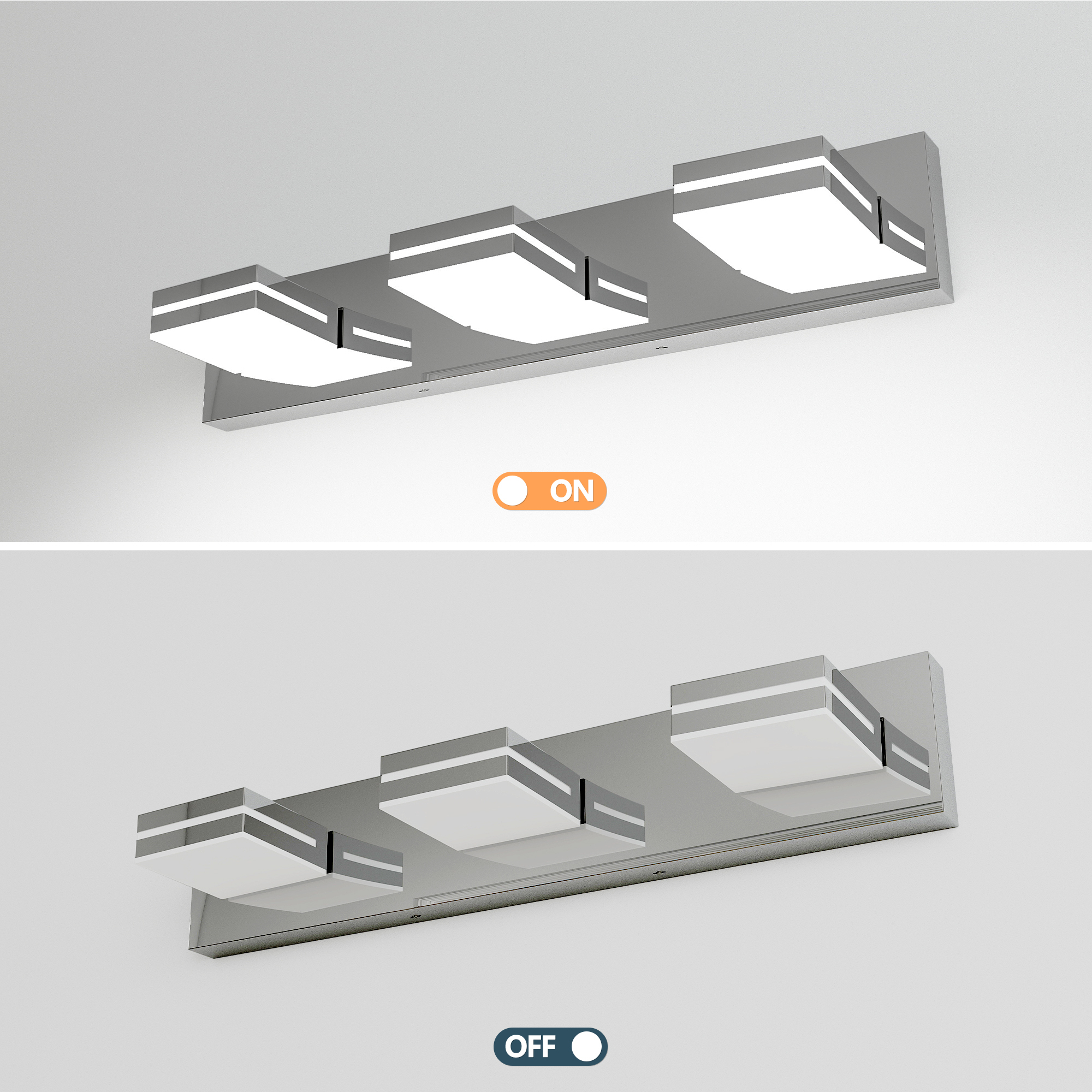 Leumius Modern 3-Light LED Vanity Light, Sleek Minimalist Design, Energy-Efficient, Easy to Install Wall Sconce for Mirror, Bathroom, Bedroom and Hallway Chrome