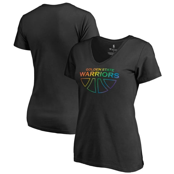 Women's Black Golden State Warriors Team Pride Wordmark V-Neck T-Shirt
