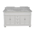 thumbnail image 3 of KBC Elizabeth 60" Wood Double Bathroom Vanity w/ Carrara Stone in White, 3 of 7