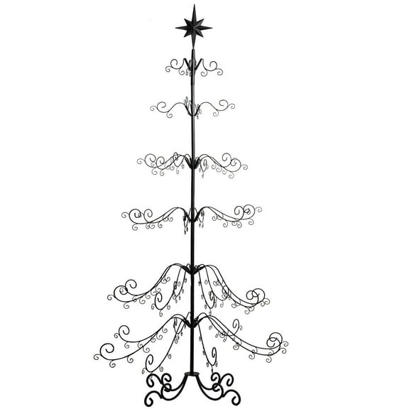 NNYYS 6.4FT Wrought Iron Christmas Tree Ornament Display Stand Metal Holder Hanger Wire Hanging for Halloween Glass Balls Decorations Gift