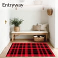 thumbnail image 3 of ODIKA 6'x9' Machine Washable Non-Slip Area Rug, Classic Checkerboard Plaid Featuring Bold Contrast Stripes High Traffic Rug, Red, 622498, 3 of 7