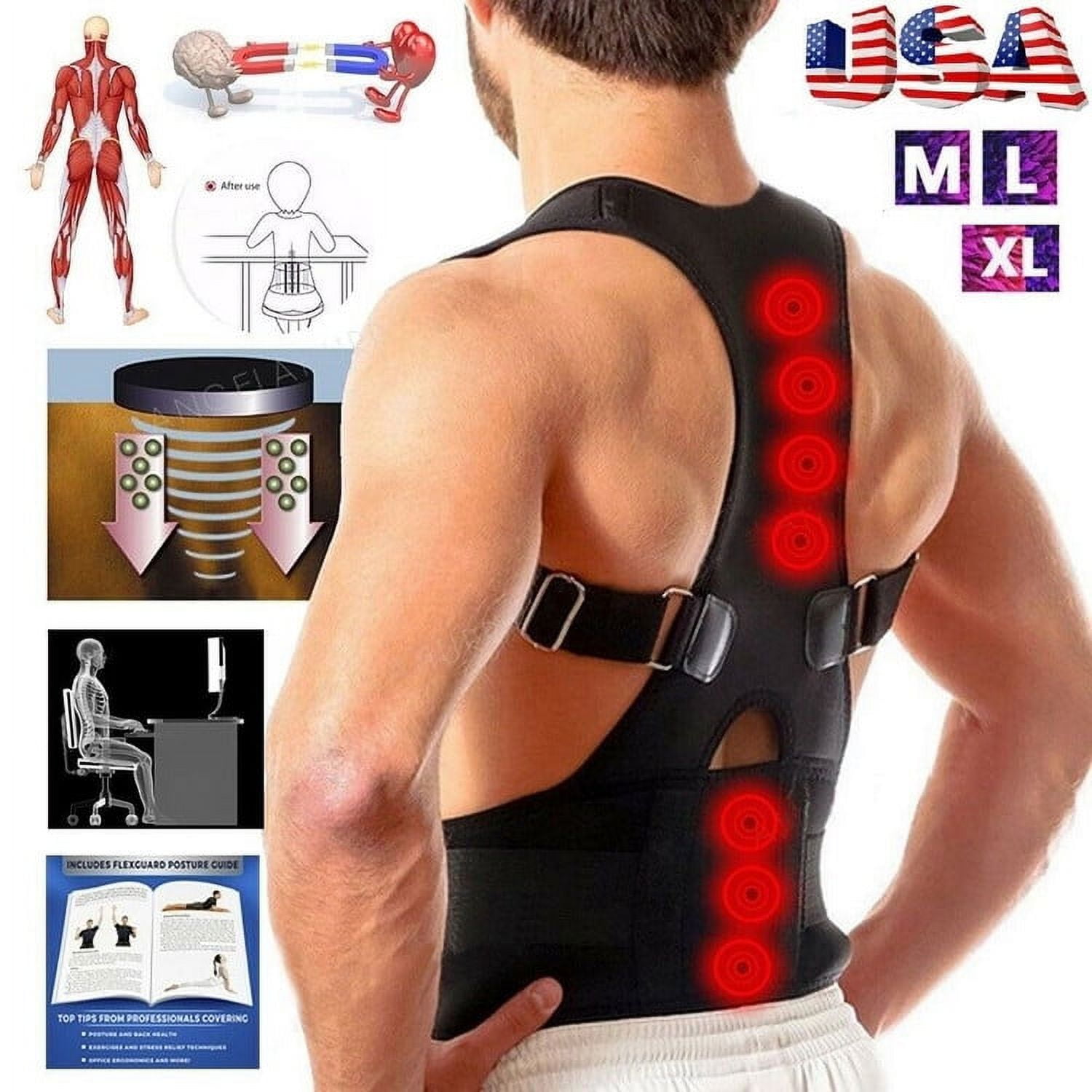 2020 Upgraded Magnetic Body Back Brace Posture Corrector Fully Adjustable  Brace Improves Neck Shoulder Spine Pain Relief Support Strap For Women Men