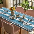 thumbnail image 3 of Blue Anchor Table Cloths for 8 Foot Rectangle Tables, Nautical Summer Beach Coastal Ocean Art Patio Waterproof Elastic Fitted Tablecloths, Washable Rectangular Table Cover for Camping, 3 of 8