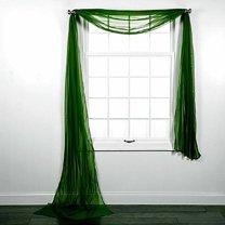 1 PC SOLID HUNTER GREEN Hotel High Quality Elegant Window-Sheer Scarf Valance swag topper (37" x 216")