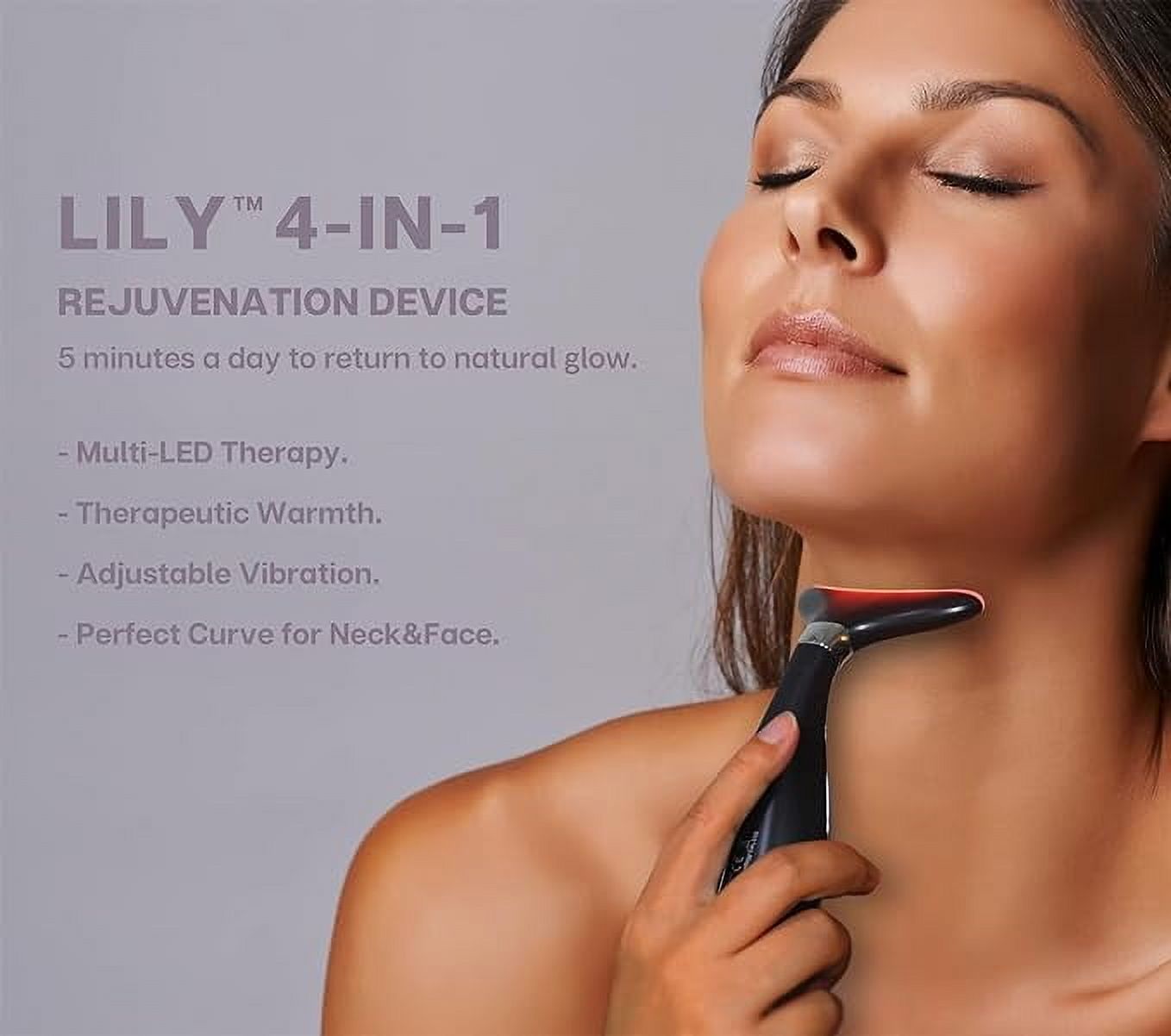 VRAIKO Lily Neck Face Massager, Face Sculpting Tool, Skin Rejuvenation Device with Thermal, Triple Action LED and Vibration, for Anti-Aging, Lifting and Tightening Sagging Skin (Black)