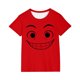 thumbnail image 2 of Blusas y camisas de manga corta con cuello redondo para niños y niñas, color liso, con estampado de expresión linda, manga corta, holgadas y cómodas, blusa para niña, 2 of 6
