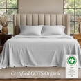 thumbnail image 4 of Bare Home Organic Jersey Sheet Set - 100% Organic Cotton - Deep Pocket - 5 Piece - Split King, Cloud Gray, 4 of 11