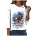 thumbnail image 5 of vigerkar 250 Anniversary USA 3/4 Sleeve Shirt for Women 250th Patriotic Shirts Casual American Flag and Stars Print Shirt (Light Gray, L), 5 of 8