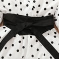 thumbnail image 5 of Kucnuzki Newborn Baby Girls Dresses Long Sleeves Dots Print Dress with Waistband One-piece Fall Clothes White 6-9 Months, 5 of 8